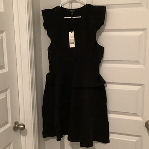 ME+EM Charcoal Cheesecloth Fit V-Neck Dress, Brand New